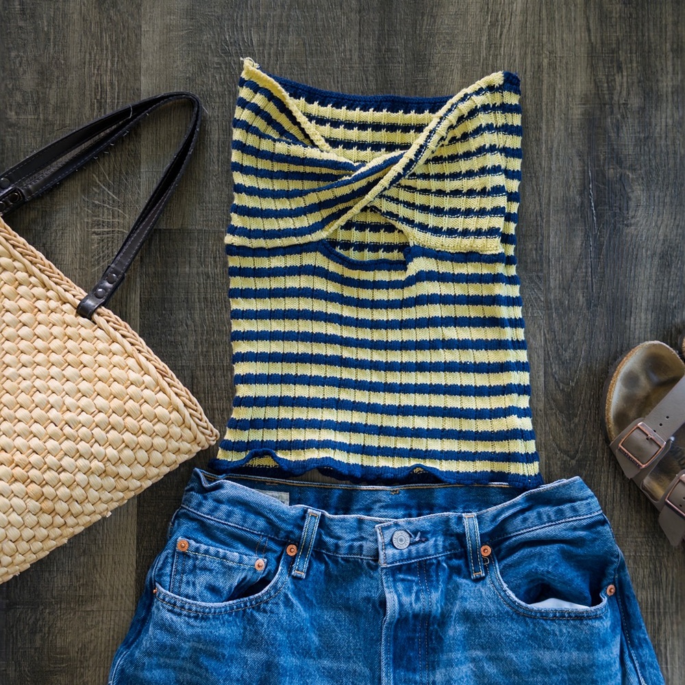 Striped Yellow and Blue Knit Top